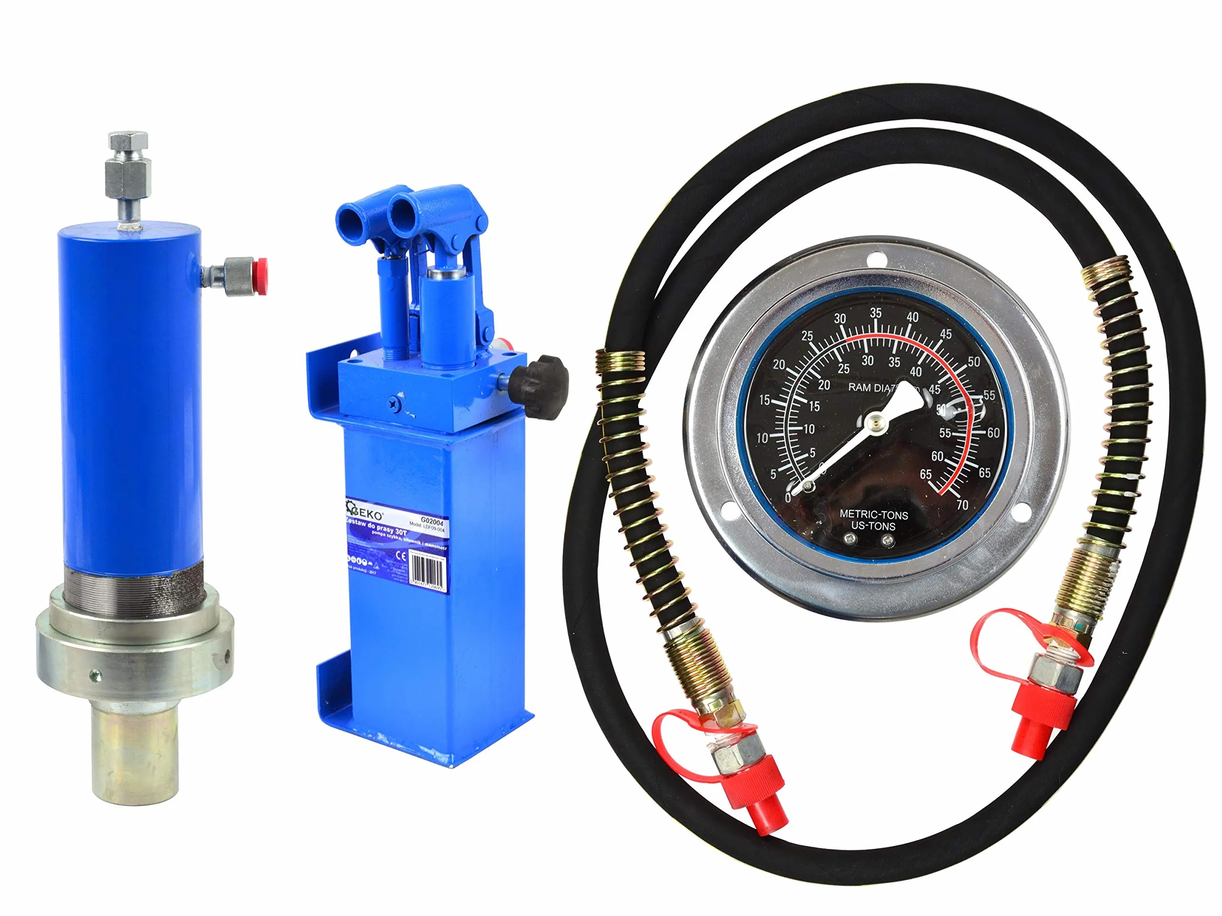 BSD 30 Tonnen Hydraulische Werkstattpresse - Hydraulikzylinder, Doppletwirkend Hydraulikpumpe, Manometer, Schlauch