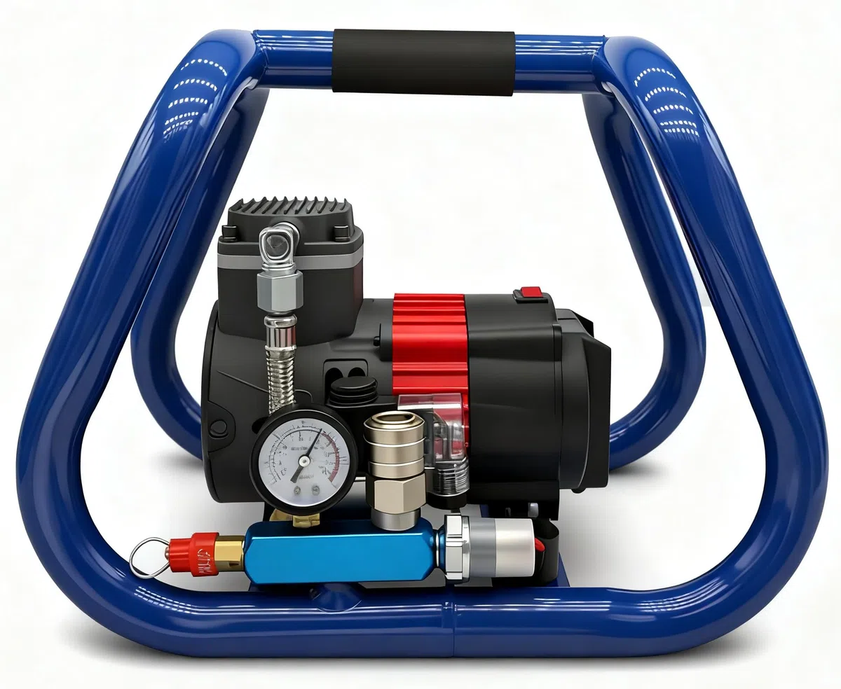 Akku Kompressor Druckluftkompressor kompatibel mit Makita 18V Akku, Geräuscharmer Tragbarer Luftkompressor, Ölfreier Luftkompressor, Maximaler Druck 8 Bar, 3L Gasflaschenkapazität, Geräuschpegel 65