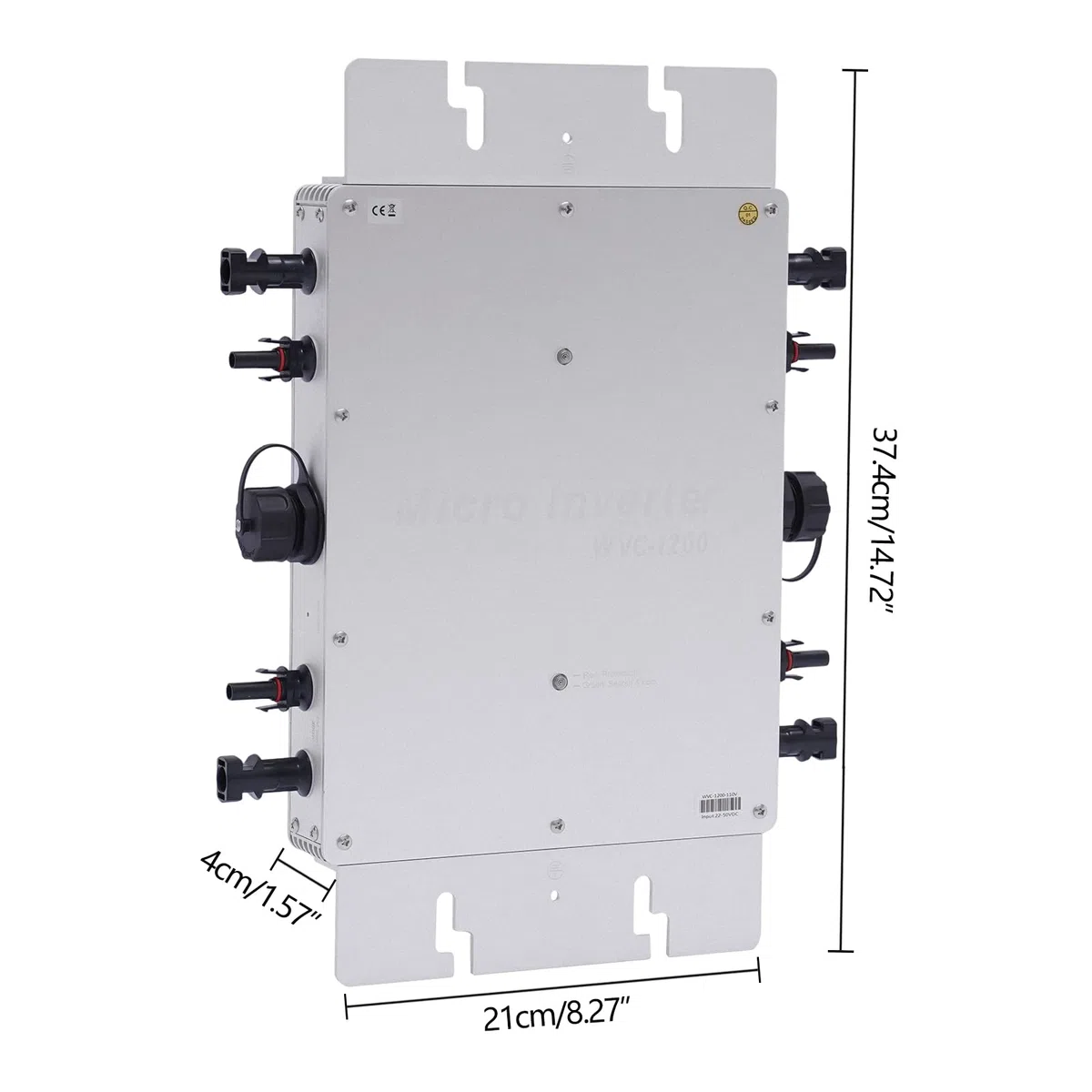 Solar Wechselrichter Mikro Wechselrichter Wasserdichter Netzbinder Wechselrichter PV Solar Grid Tie Micro Inverter Modul LCD Anzeige Elektrische Isolierung 1200W (Silver)