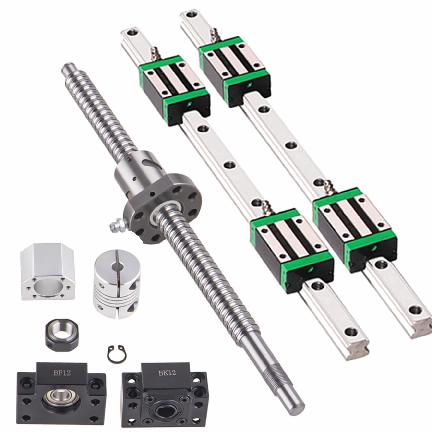 Linearführung HGR20 800mm Linearschiene mit 4PCS Gleitblock + 1PCS SFU1605 800mm Kugelumlaufspindel mit Kugelmutter, BF12/BK12 Unterstützung, DSG16H, Kupplung für 3D Drucker CNC Maschine
