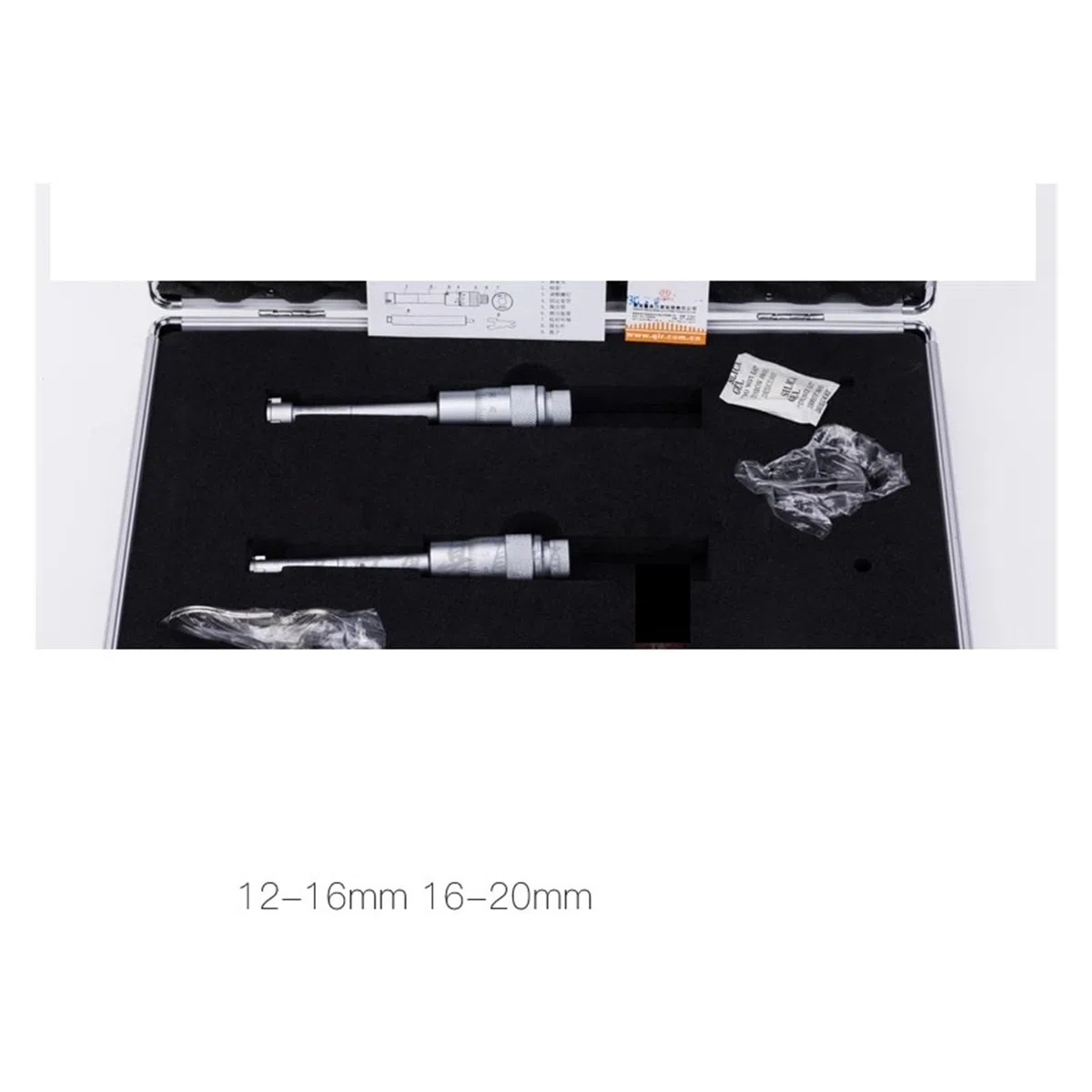 Dreipunkt-Innendurchmesser-Mikrometer Dreipunkt-Innenmessschrauben-Set, 12–20 mm, 20–50 mm, 50–100 mm, mit Einstellringen und Verlängerungsstange (Color : 50-100mm 0.005mm)