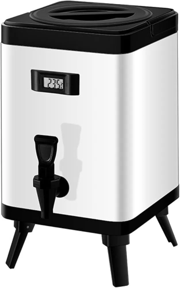 Isolierter Getränkespender – Edelstahl für heiße und kalte Getränke mit Thermometer-Wasserhahn für Tee, Kaffee, Milch, Wasser und Saft