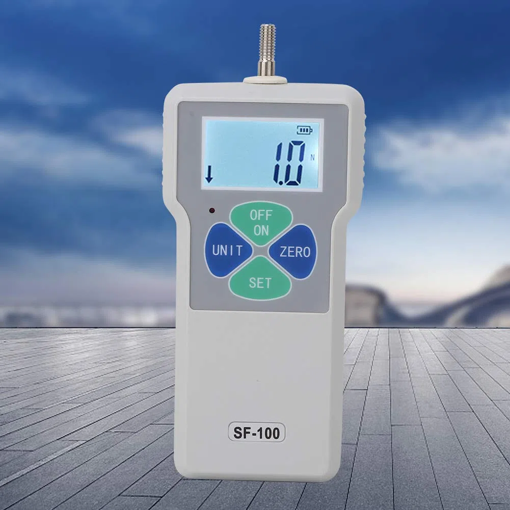 Digitales Kraftmessgerät SF-100 Tragbares Druck- und Zugmessgerät Digitales Kraftmessgerät 100N 100-240V, Einheitenanzeige: Lb, Kg, N(EU plug)