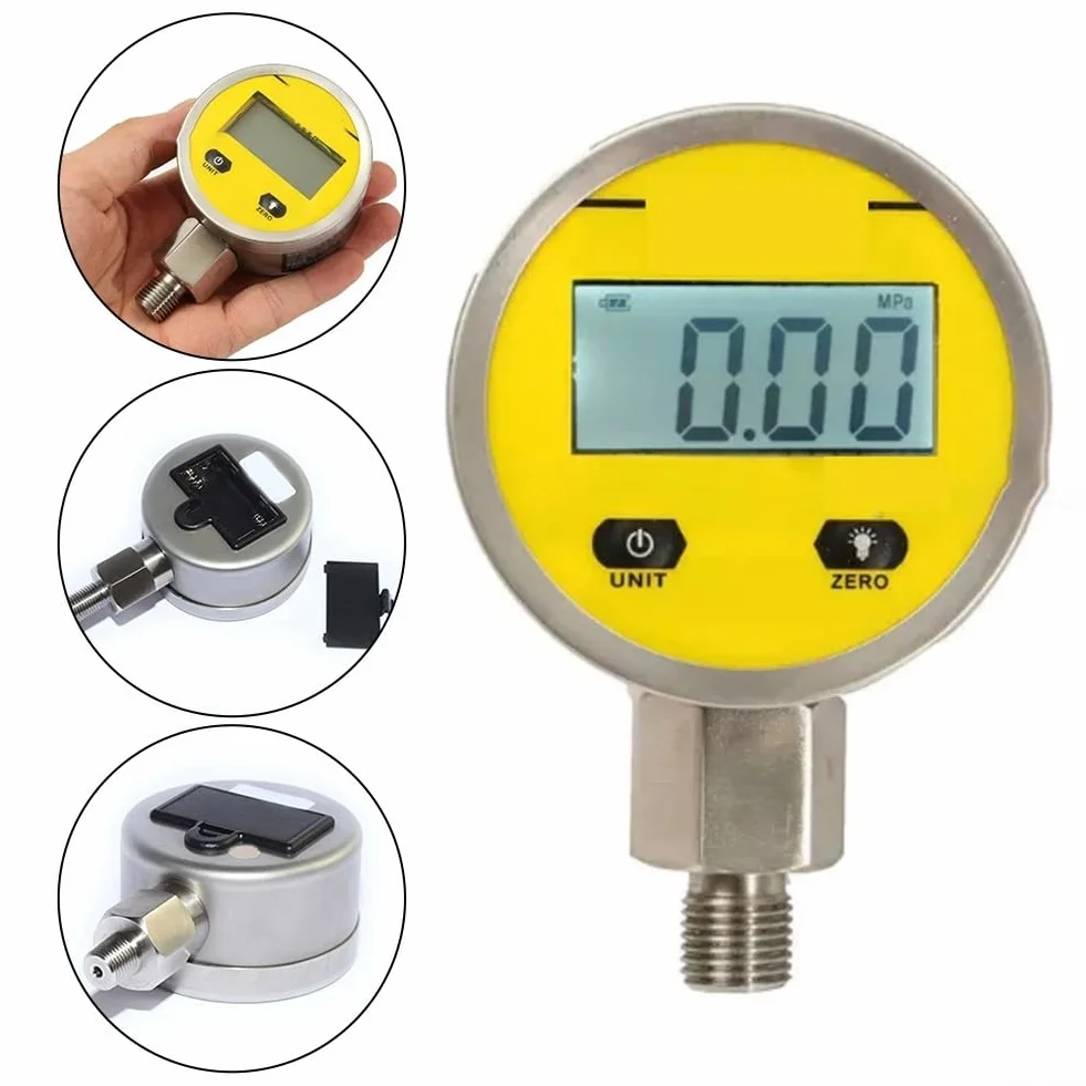 ZYWUOY Digitales Manometer, Edelstahl, Intelligente Digitalanzeige, Vakuum, Hydraulik-Manometer, Tester