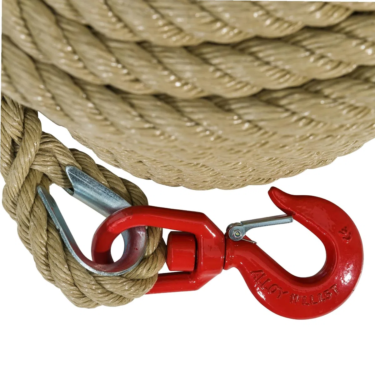 WerkaPro 10592 - Seilrolle mit Haken 30 m - D 20 mm - Das Seil ist in 4 Fäden aus Polypropylen geflochten