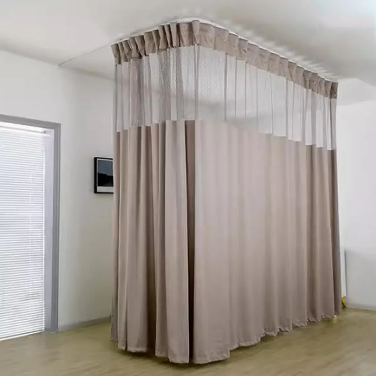 Medizinischer Vorhang mit flachen Haken, Raumteilervorhänge, Sichtschutz für Arbeitskabinen, für Krankenhaus, medizinische Klinik, Spa, 1 Panel,Grau,18W×8.8L ft