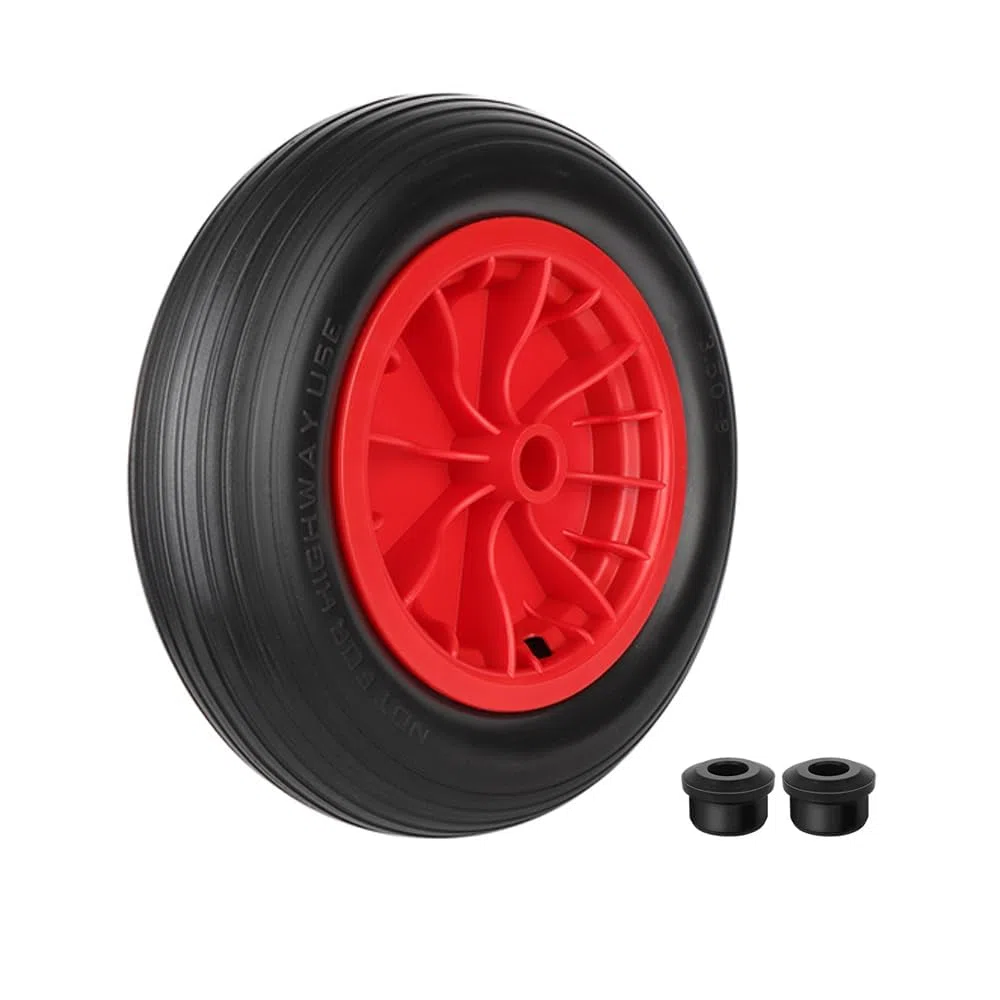 Schubkarrenrad aus Polyurethan, pannensicher, massives 3,50-8 Schubkarrenrad, robuster Ersatzreifen, komplett für Gartenwagen, Karre, Go-Cart, Anhänger, LKW, 35,6 cm