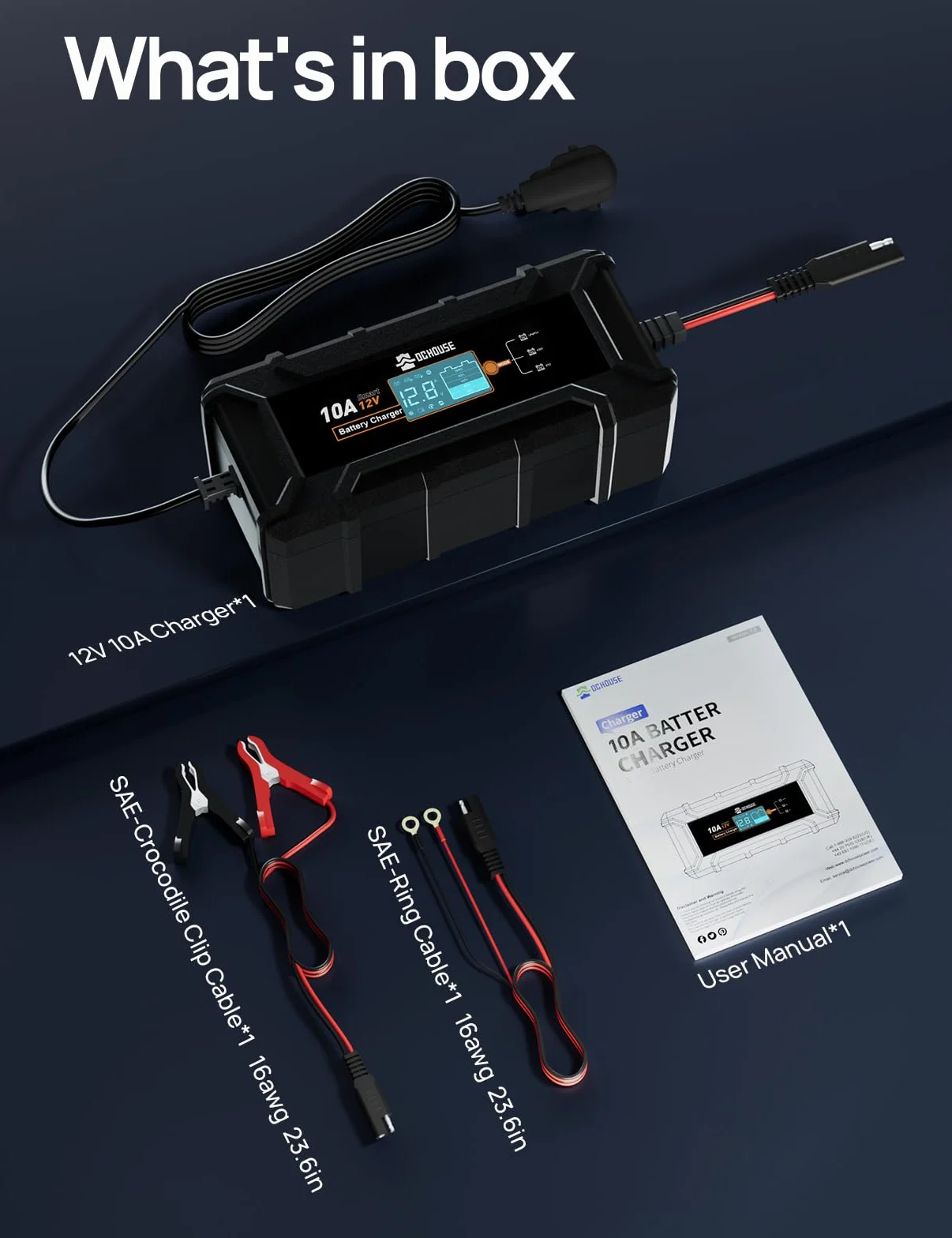DCHOUSE 12V 100Ah LiFePO4 Lithium Batterie mit 10A Ladegerät, bis zu 15000 Deep Cycles für Schleppermotoren, Wohnmobile, Energiespeicher, Camper, Off-Grid