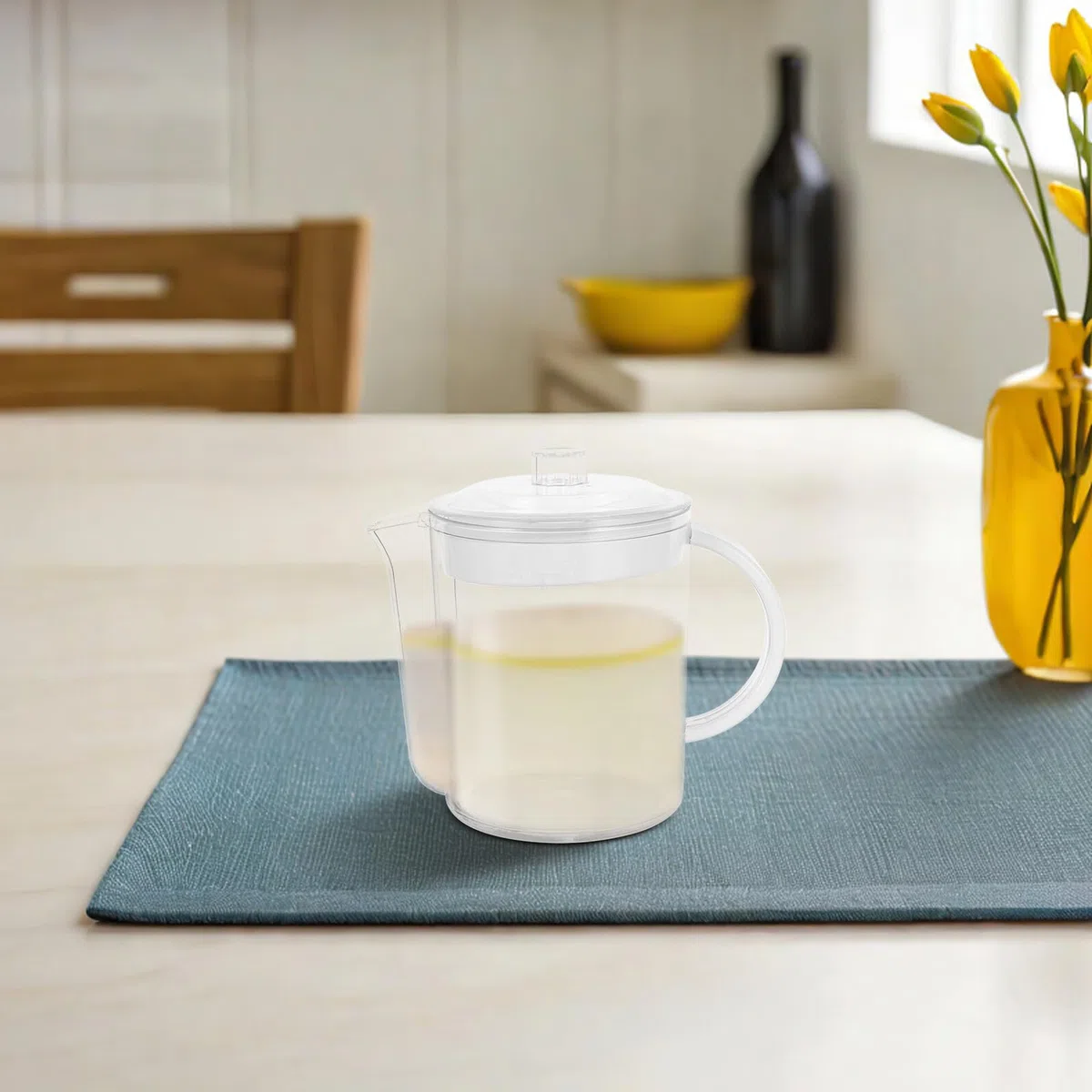 Fettabscheider Messbecher 1500 Ml mit Siebfilter Mikrowellengeeignet Weiß Küchenfettfänger für Haushalt und Restaurant
