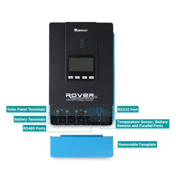 Renogy 100A MPPT Laderegler, 12/24/36/48 V Solarladeregler Solarmodul Solarpanel Solar-Laderegler mit LCD-Bildschirm, für AGM, Gel und Lithium Batterien