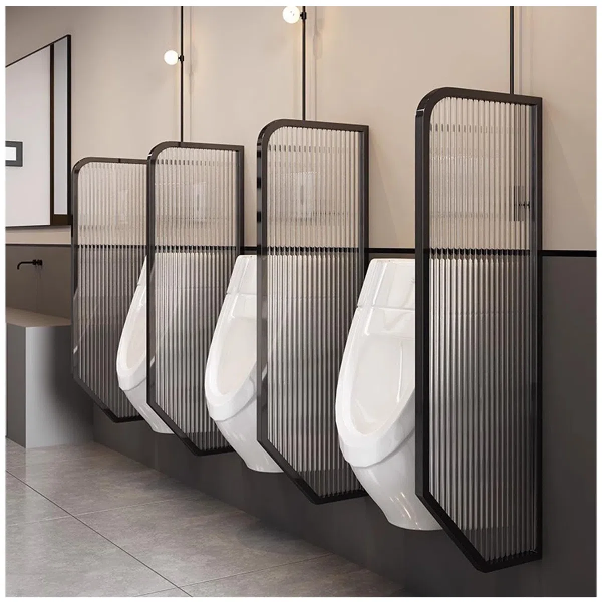 Urinal-Schallwand Urinal-Trennwand Aus Gehärtetem Glas, Wandmontierter Toilettentrennwand Mit Edelstahlrahmen, Herren-Urinal-Sichtschutz Wasserdichte Schallwand Für Einkaufszentren, Hotel