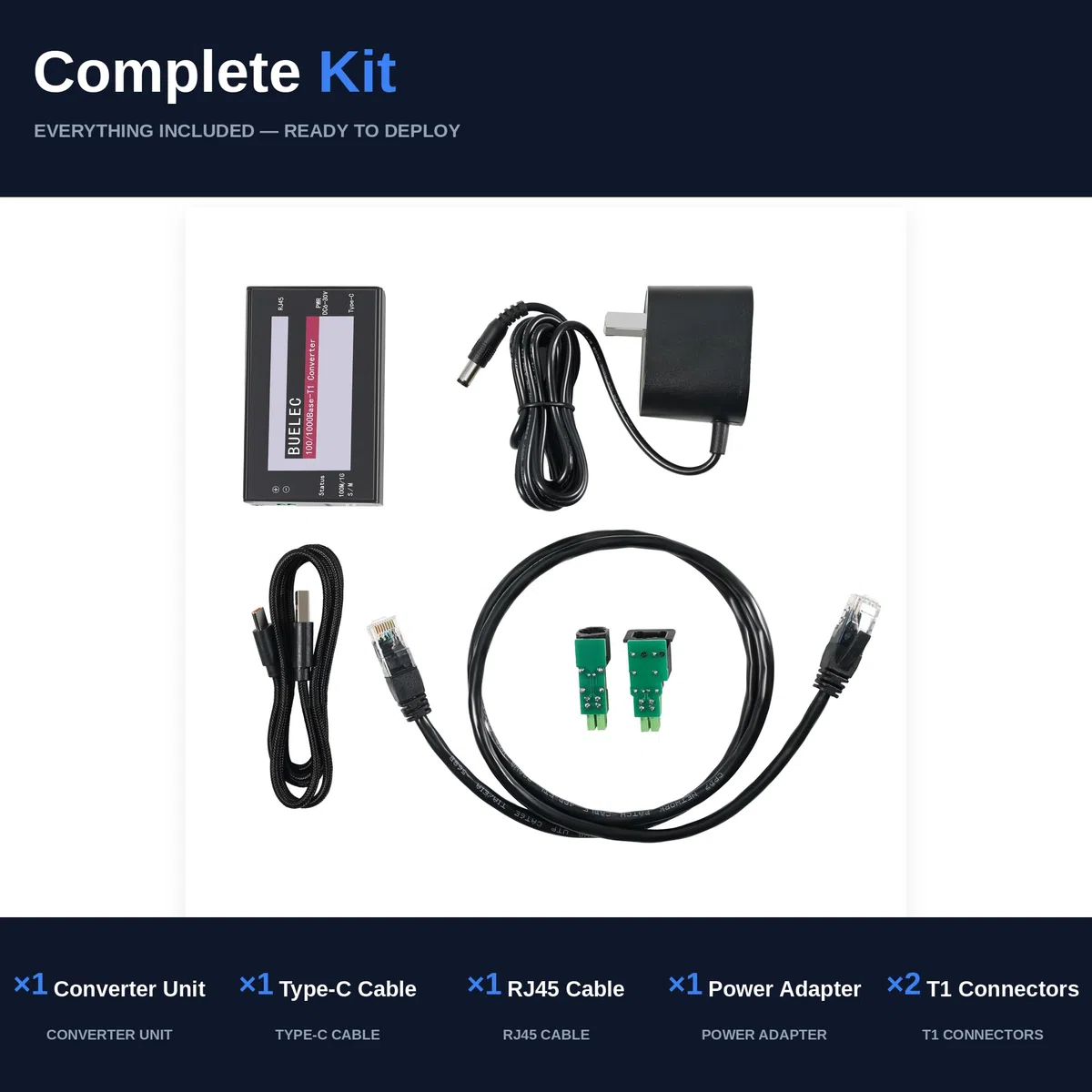 100/1000Base-T1-TX-E Automotive Ethernet Medienkonverter – 1 Gbit/s T1 auf RJ45 Adapter, Marvell 88Q2112 + RTL8211FI, Terminalblock + TE MATEnet/HMTD Adapter, Typ-C/DC Power