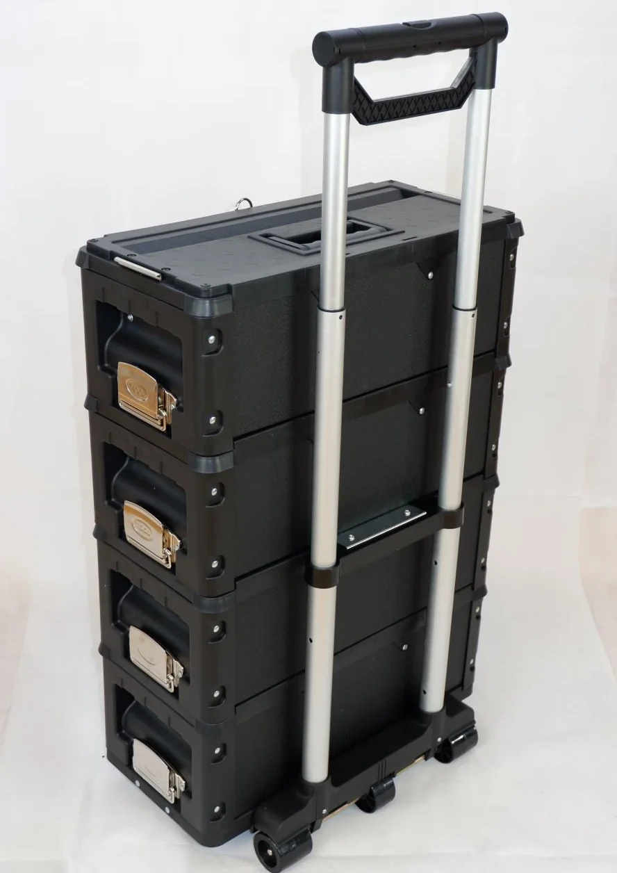 ALEOS. Metall Werkzeugtrolley Werkstattwagen XXL Type: B4-B BLACK EDITION schwarz mit Schubladenverriegelung und Schloss