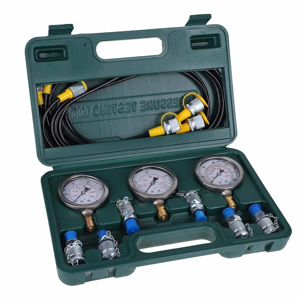 Hydraulik Manometer Kit, Bagger-Teile Hydraulisches Prüfgerät-Drucktest-Kit mit Schlauchkupplung und Messgerät für Bagger-Baumaschinen