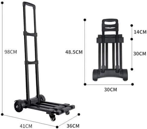Zusammenklappbarer Sackkarren-Transportwagen, leichter tragbarer Wagen mit 4 drehbaren Rädern for Reisen, Einkaufen, Umzug, Büronutzung, robust, leicht zu tragen, kompaktes Design