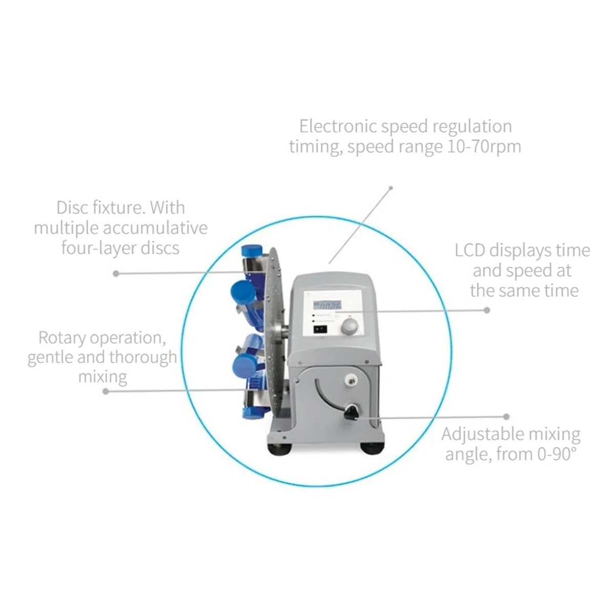 LCD-Digital-Rotator-Mischer, Geschwindigkeitsgeregelter Rotierender Oszillator, Geschwindigkeitsbereich Von 10–70 U/min, Mischer-Laborausrüstung Professionelle Laborausrüstung