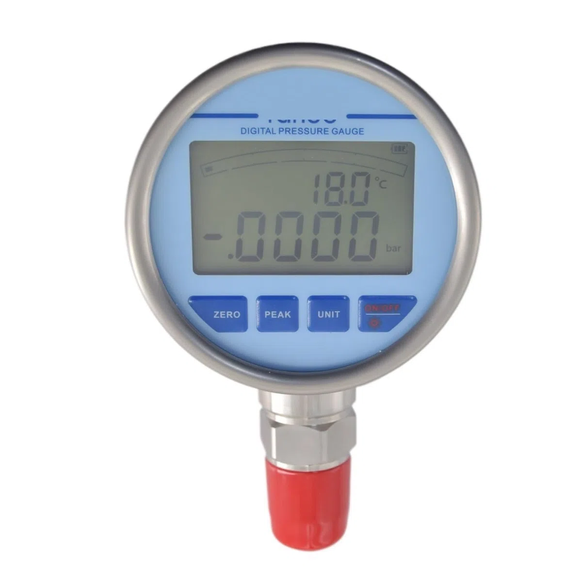 Digitales Manometer, Edelstahl-Druckmessgerät mit LCD-Display for hydraulische pneumatische Rohrleitungen(0-25Mpa)