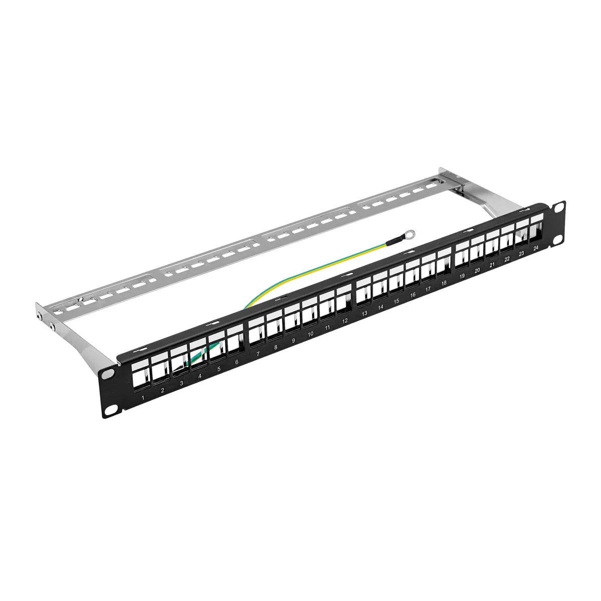 ProfiPatch Cat8 Patchpanel mit 24 Keystone Module RJ45 Patchfeld 19 Zoll 40 Gbit/s 2000MHz 24 Port Verteilerfeld RJ45 Rackeinbau Geschirmtes Keystone Patchpanel 1HE für Verlegekabel, Lan Kabel schwarz