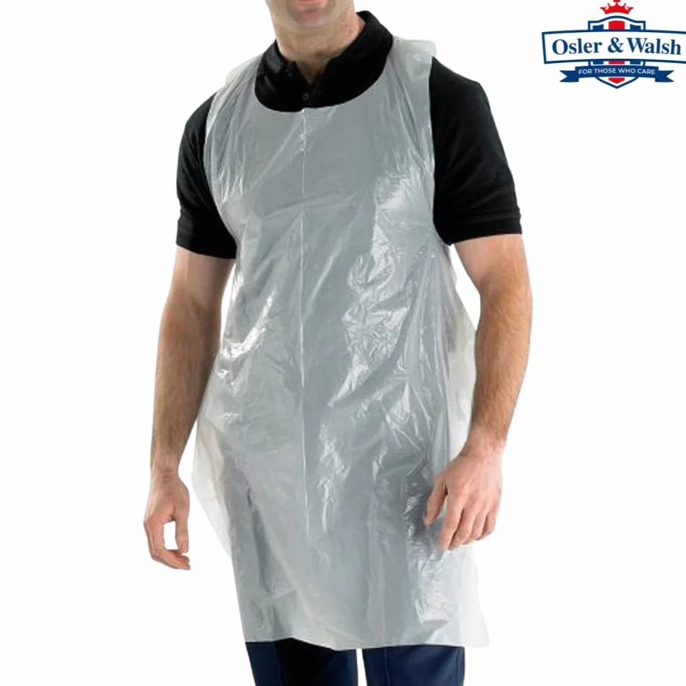 Osler & Walsh Premium-Einwegschürzen für Damen und Herren, 700 x 1170 mm, Polyethylen-Schürzen für Erwachsene, 16 Mikrometer, flach verpackt, Weiß, 1000 Stück
