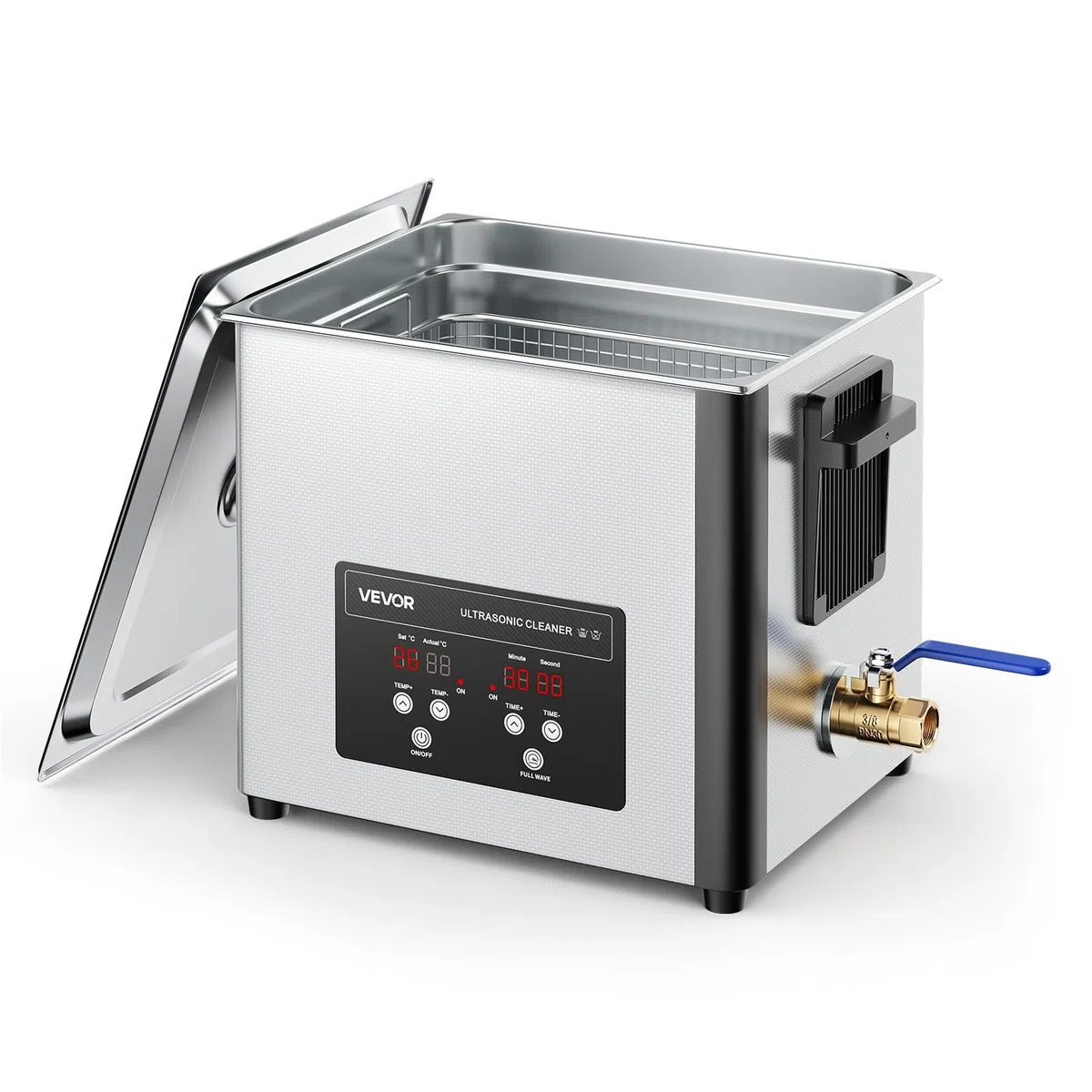 VEVOR 10 L Ultraschallreiniger, professionelle Ultraschallreinigungsmaschine mit Reinigungskorb & Digitalanzeige, 180 W Edelstahl 40 kHz Industrielle Reinigungsmaschine für Teile Vergaser Instrumente