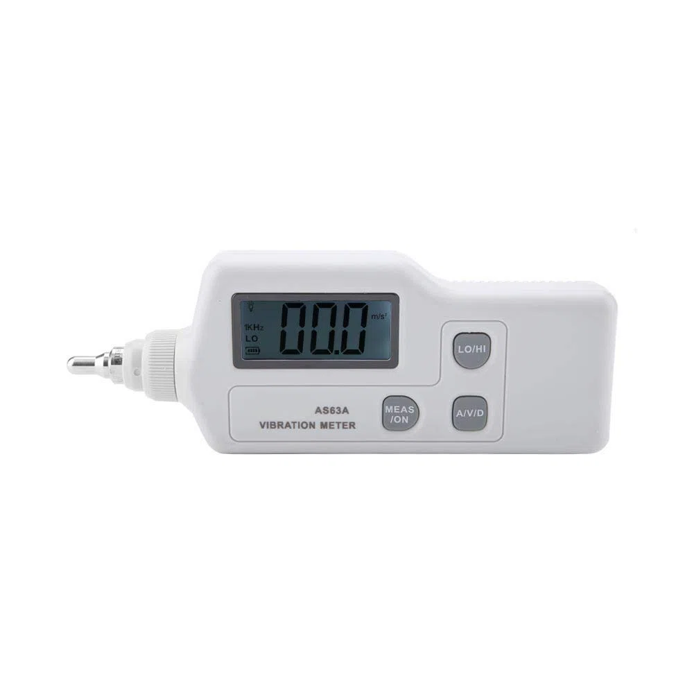 SMART SENSOR AS63A LCD-Display-Vibrationsmessgerät mit 3 Ausgangsdesigns für Frequenzauswahl und Genaue Messung, Visuelle Anzeige von Wert und Status, Anzeige bei Geringem