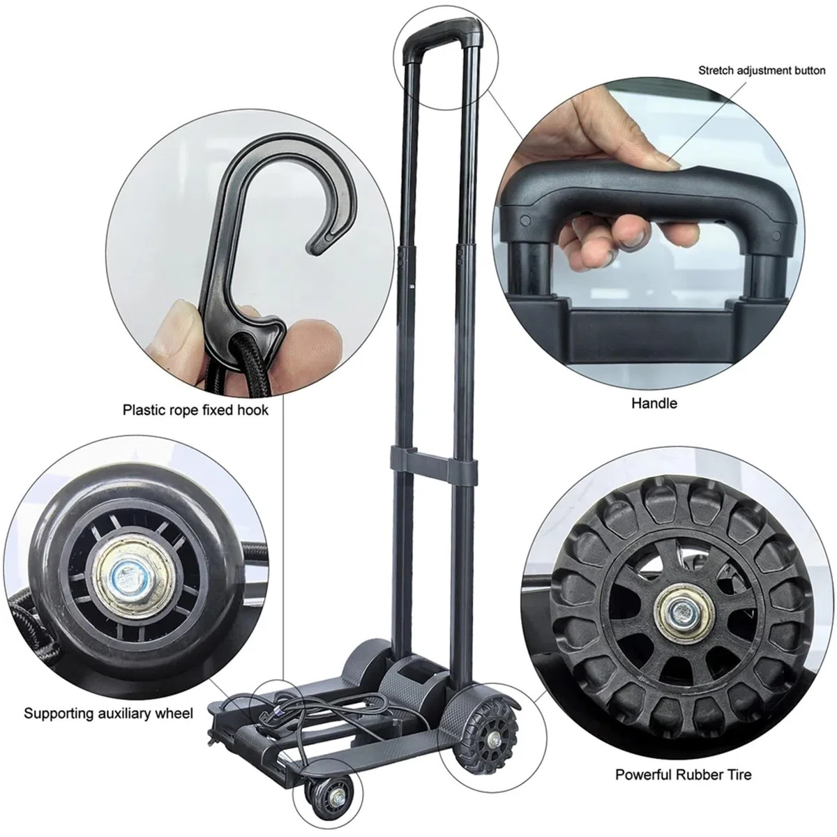 Handwagen Klappbar Robuster, Faltbarer Handsack mit Rädern, zusammenklappbarer LKW, Schubkarre, Reisegepäck, Einkaufswagen, tragbarer Wagen FüR GepäCk Reisen Einkaufen(32 * 25 * 93cm)