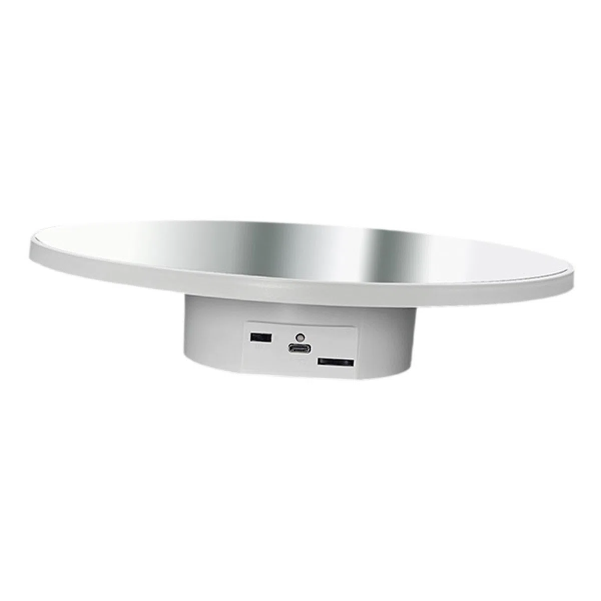 Oshhni Motorisierter elektrischer Drehteller, automatisches Präsentationstablett für Geschenke, Mehrzweck, drehbarer Drehteller für die, 25 cm Weiß
