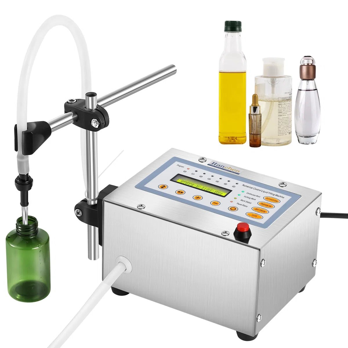 Hanchen Flüssigkeit Füllmaschine 5-3500 ml Genauigkeit Tragbares digitales LCD-Display Automatischer Flaschenfüller für Parfüm/Trinkwasser/kleine Flasche Flüssigkeitsfüllmaschine mit CE
