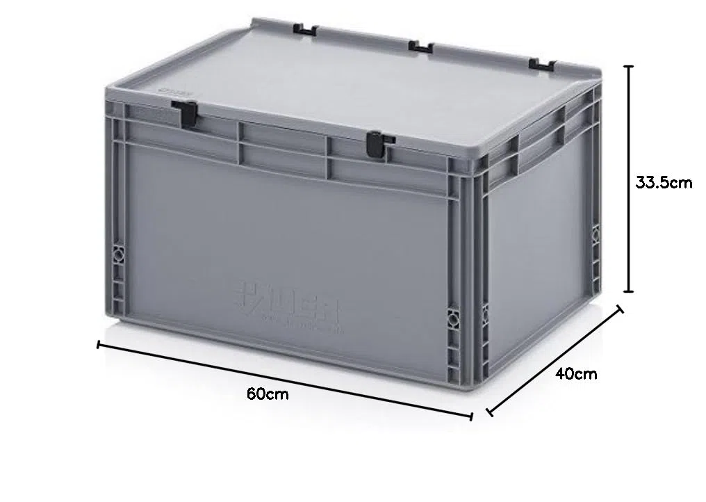 Auer Packaging 2x Eurobehälter 60 x 40 x 33,5 mit Scharnierdeckel inkl. gratis Zollstock 2er Set