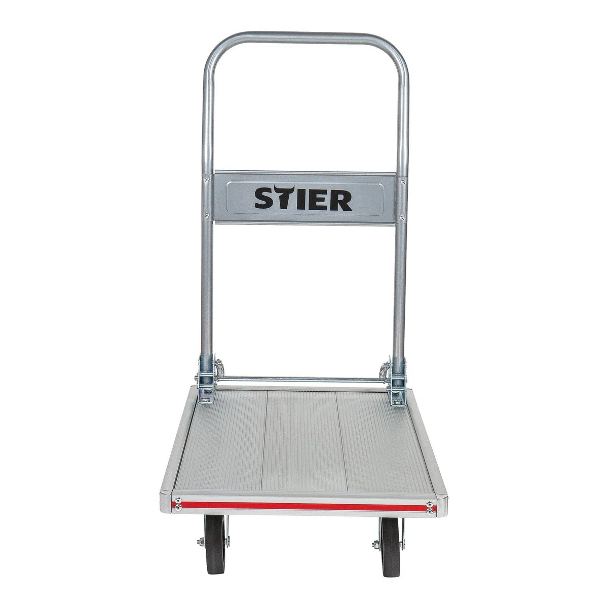 STIER Plattformwagen, Aluminium, Transportwagen, Klappbar, Tragkraft 150 kg, Ladefläche 680 x 415 mm, Klappwagen aus Aluminium, Kantenschutz, Transporthilfe mit Lenkrollen