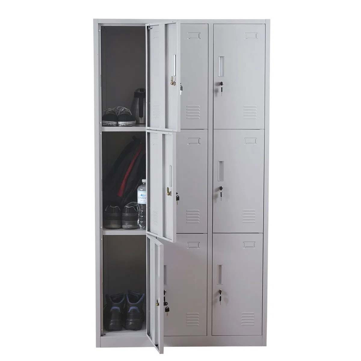 Schließfach Boston T829, Schließfachschrank Wertfachschrank Spind, Metall 9 Fächer - grau