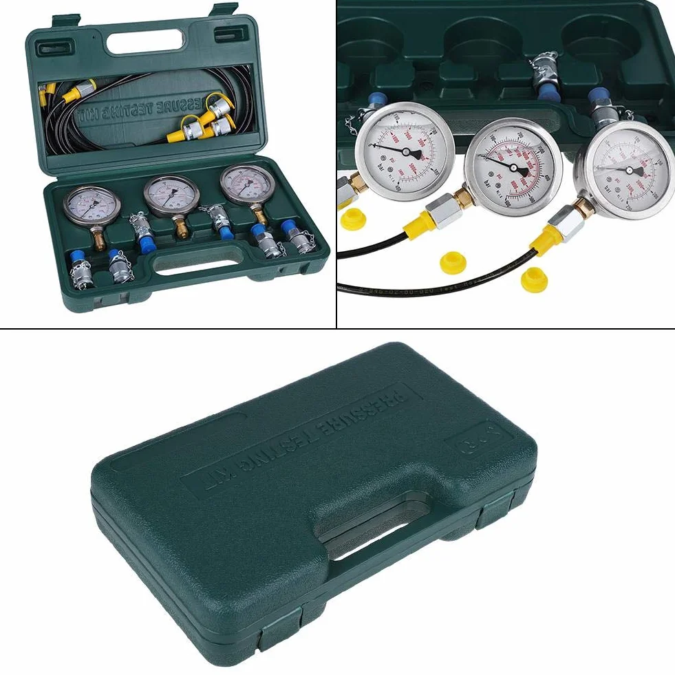 Hydraulik Manometer Kit, Bagger-Teile Hydraulisches Prüfgerät-Drucktest-Kit mit Schlauchkupplung und Messgerät für Bagger-Baumaschinen