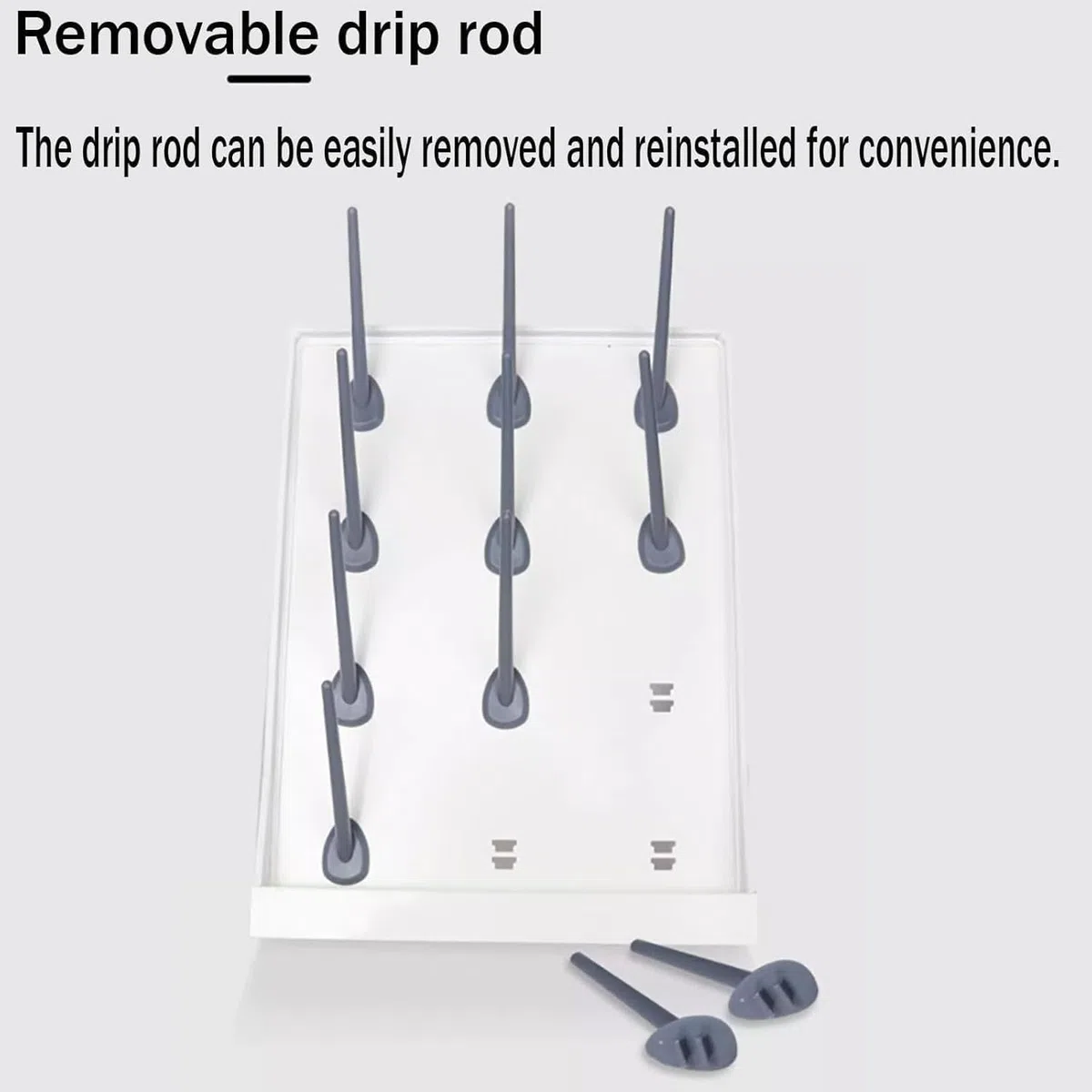 Abtropfgestell für Laborgläser, mobiles Abflussgestell mit abnehmbaren Tropfstangen, 9,5 cm Stangenabstand, 12/20/24 Herings-Optionen, tragbarer Glaswarenhalter für Reagenzgläser, Flaschen