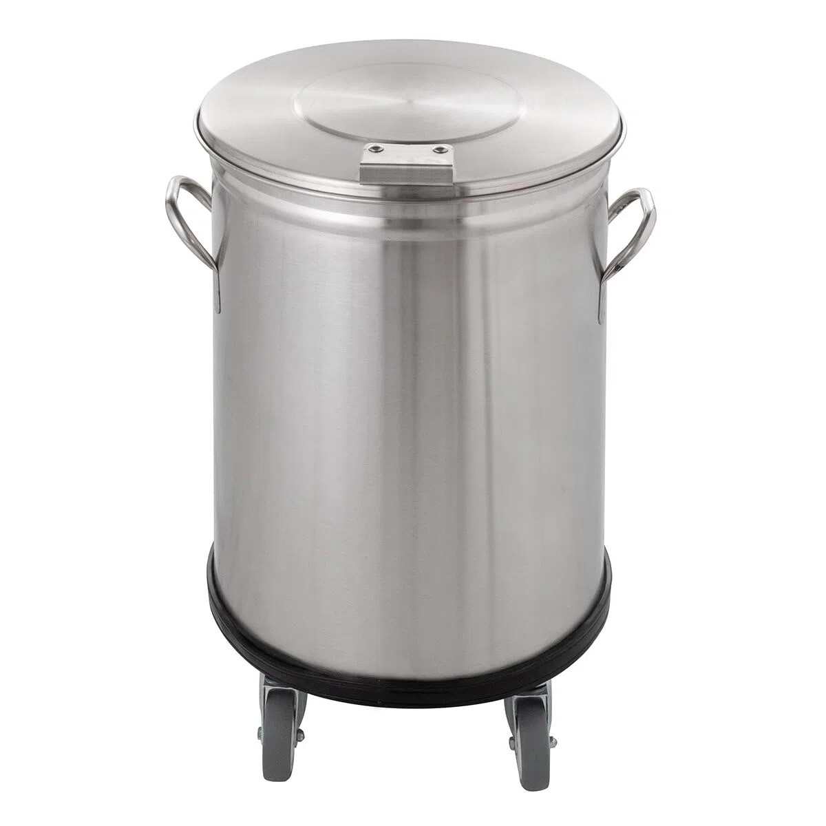 GastroHero Abfallbehälter 50 Liter Edelstahl mit Deckel Griffen Hygienebehälter Gastro Küche Chrom-Nickel-Stahl rund