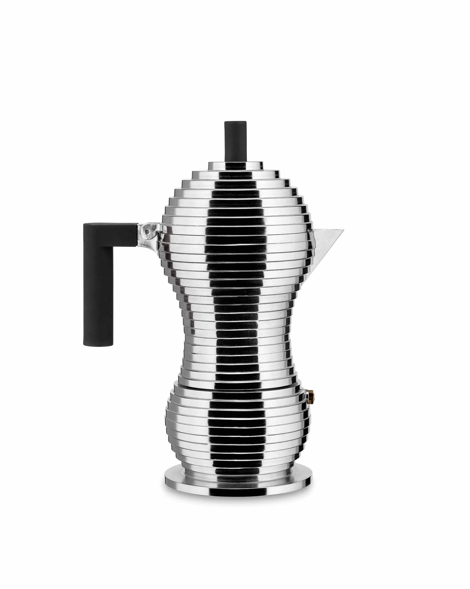 Alessi Pulcina MDL02/6BFM – Designer-Espresso-Kaffeemaschine, Griff und Knopf aus PA, Aluminiumguss für Induktionsherde, 6 Tassen, Schwarz