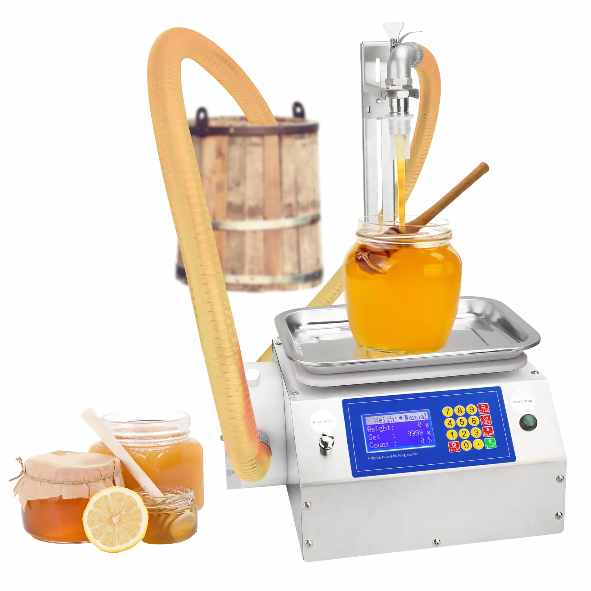 Effiziente Flüssigkeitsfüllmaschine, 20-10000-ml-Flaschenfüllmaschine, Schlauchpumpen-Wiegefüllmaschine für viskose Flüssigkeiten mit Honigmarmelade