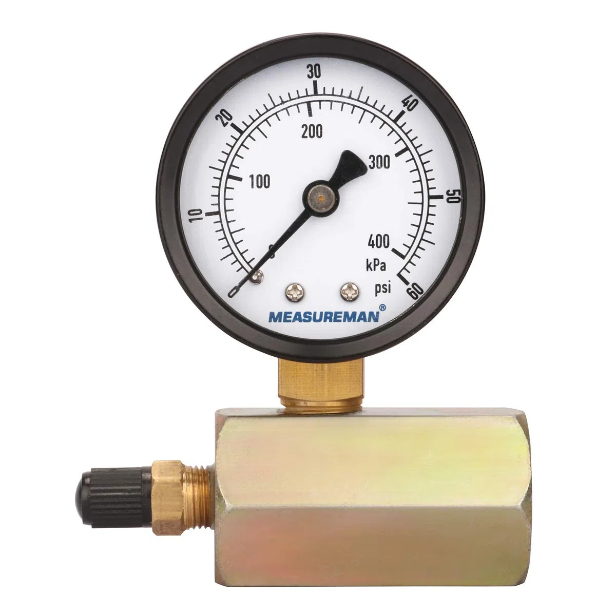 MEASUREMAN 5,1 cm Stahl-Gasdruckprüfgerät, 1,9 cm FNPT Anschluss, 0-60 Psi/kpa, +/-3-2-3 % Genauigkeit