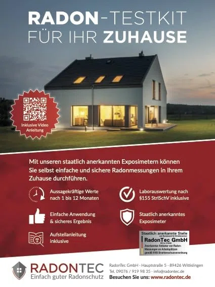 PRD Set für Radon Messungen zu Hause: 2 PRD Exposimeter + Sicherungskit inkl Auswertung im akkreditierten Prüflabor ALTRAC u. Prüfbericht, einfache Messung der Radon-Aktivitätskonzentration