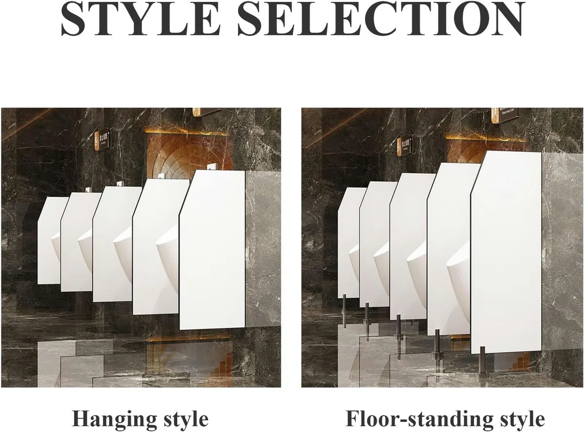 Urinal-Schallwand, Urinalbrett, Urinal-Trennwand mit Edelstahlbeschlägen, Urinal-Bildschirm, Wandtrennwand, öffentliche Toiletten-Trennwand, Urinal-Sichtschutz für Büro/Supermarkt/Einkaufsze