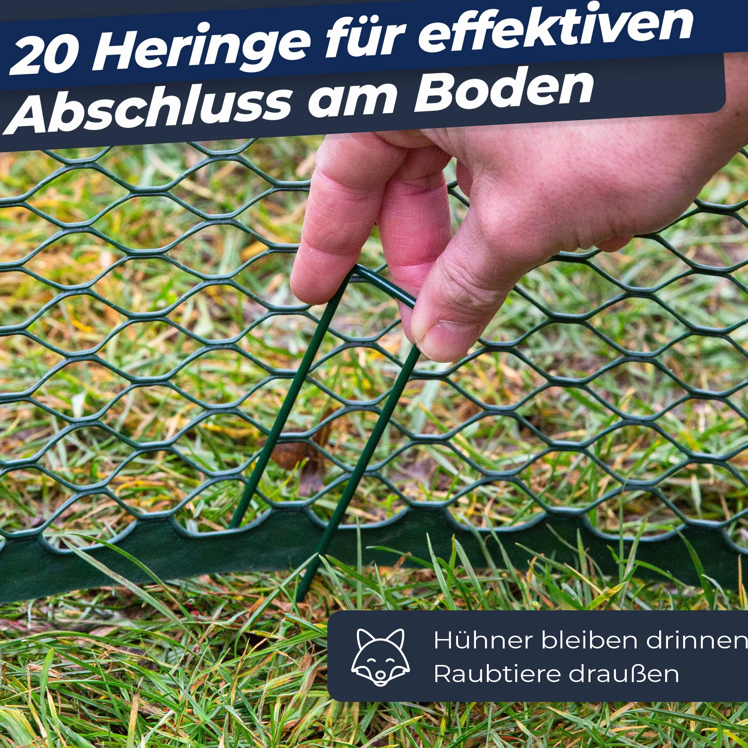 Hühnerzaun I 90cm hoch I 25m lang I Der Zaun für Hunde oder Kleintiere ist besonders engmaschig, stabil - kein Durchhängen I 20x Befestigungen I Hundezaun Garten - Grün