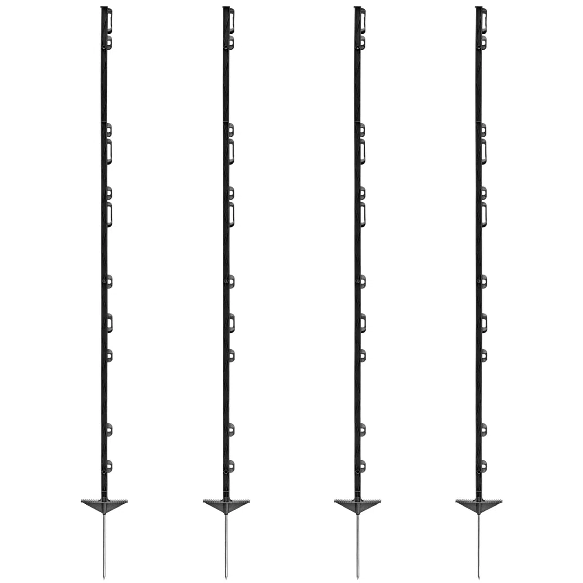 VOSS.farming 40x Weidezaunpfähle Kunststoff 156cm schwarz 11 Ösen Weidezaunpfahl Kunststoffpfahl Weidezaun Aufstellpfahl Doppeltritt Pferde Ponys