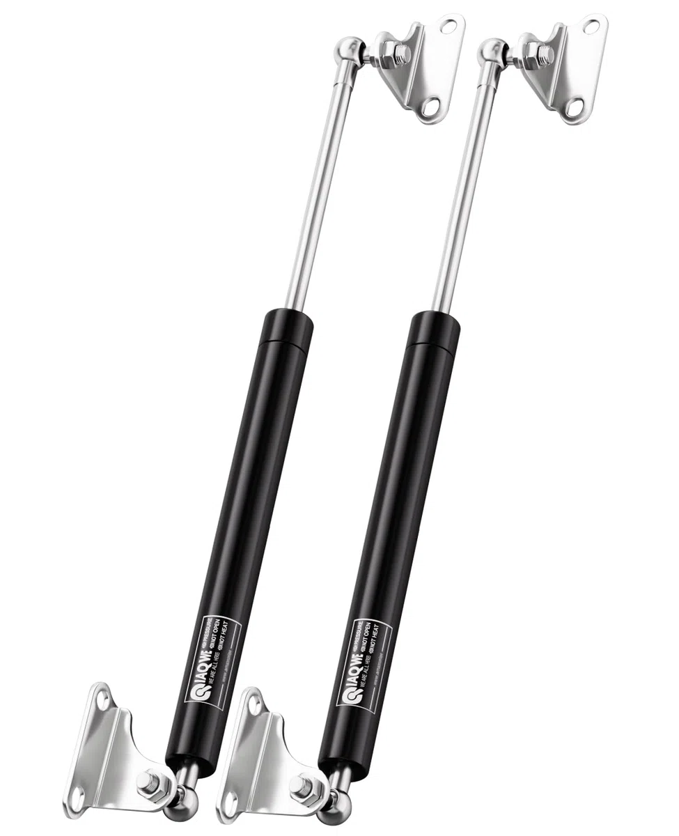 IAQWE 43,2 cm 4,5 kg/45 N Gasdruckfedern Stoßdämpfer für schwere Deckel Wohnmobil Bett, 2 Stück | Gasfeder für Schranktür, Camper, Aufbewahrungsbox, Mülldeckel, Boot, Luke, DIY-Kit mit Montagehalterungen, 43,2 cm