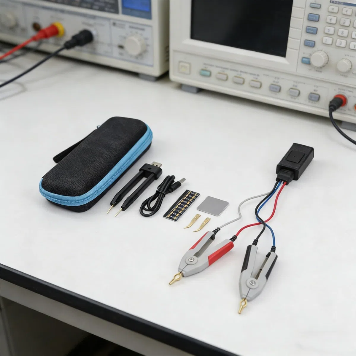 LCR-Messgerät LCR-ST2 Mit Klemmzange Für SMD, 2-in-1 Digital LCR ESR Tester Mit 1,47-Zoll Farbdisplay, Messung Von R/C/L/Diode Bis 30V, 5 Frequenzen 100Hz-100kHz, Scan-Funktion, 300MAh Für Akku, Typ-C
