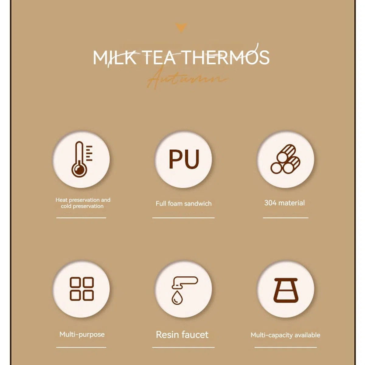 Isolierter Getränkespender – Edelstahl für heiße und kalte Getränke mit Thermometer-Wasserhahn für Tee, Kaffee, Milch, Wasser und Saft