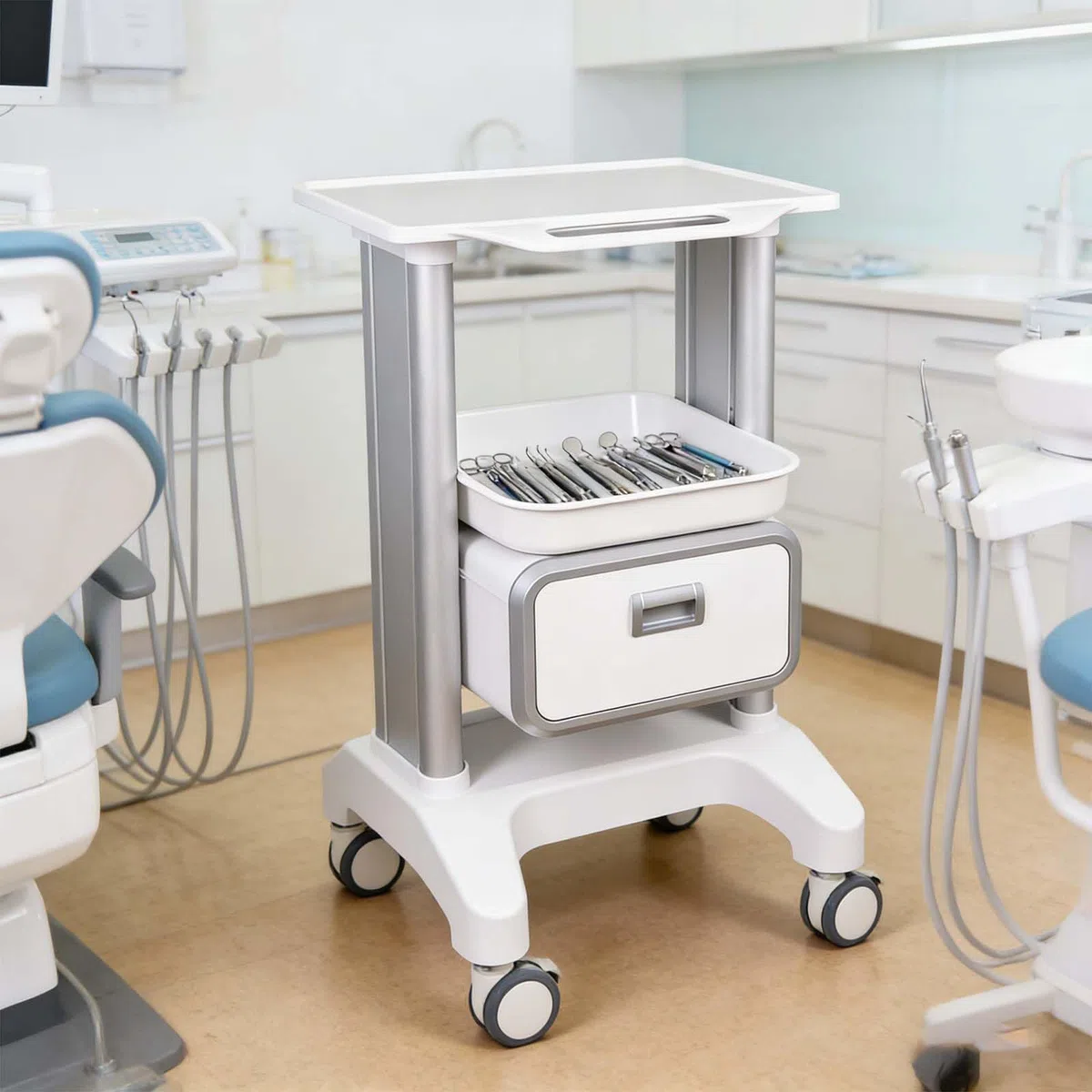 Rollwagen mit Schublade für medizinische Aufbewahrung, mobiler Mehrzweckwagen für Zuhause, Büro, Krankenhaus, Klinik, ideal für Ultraschall und medizinische Geräte