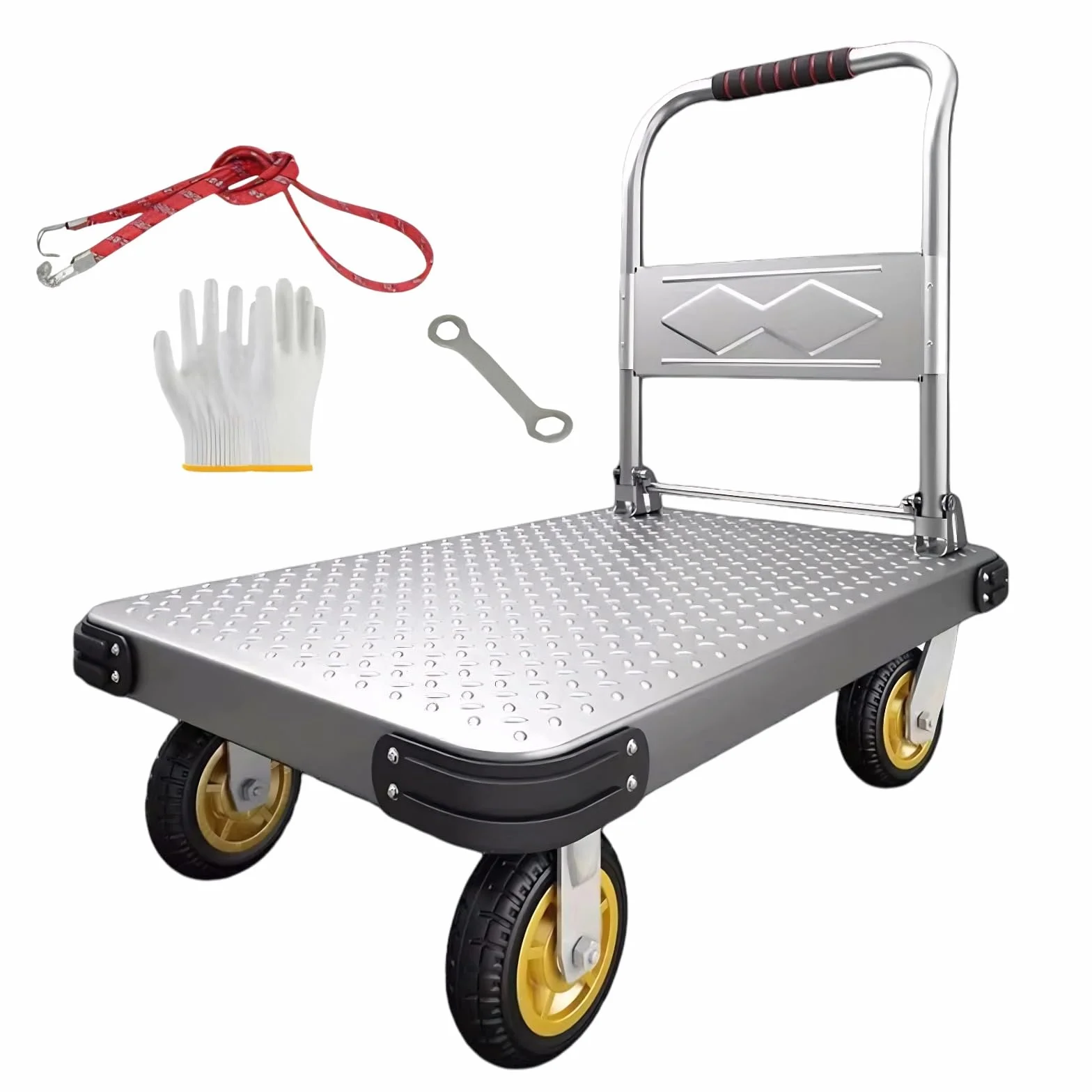 Plattformwagen Klappbar 500kg, Transportwagen, Robuster Wagen Zum Bewegen Schwerer Gegenstände, Rollwagen für Lager, Möbel & Haushaltsgeräte(Size:90x60cm)