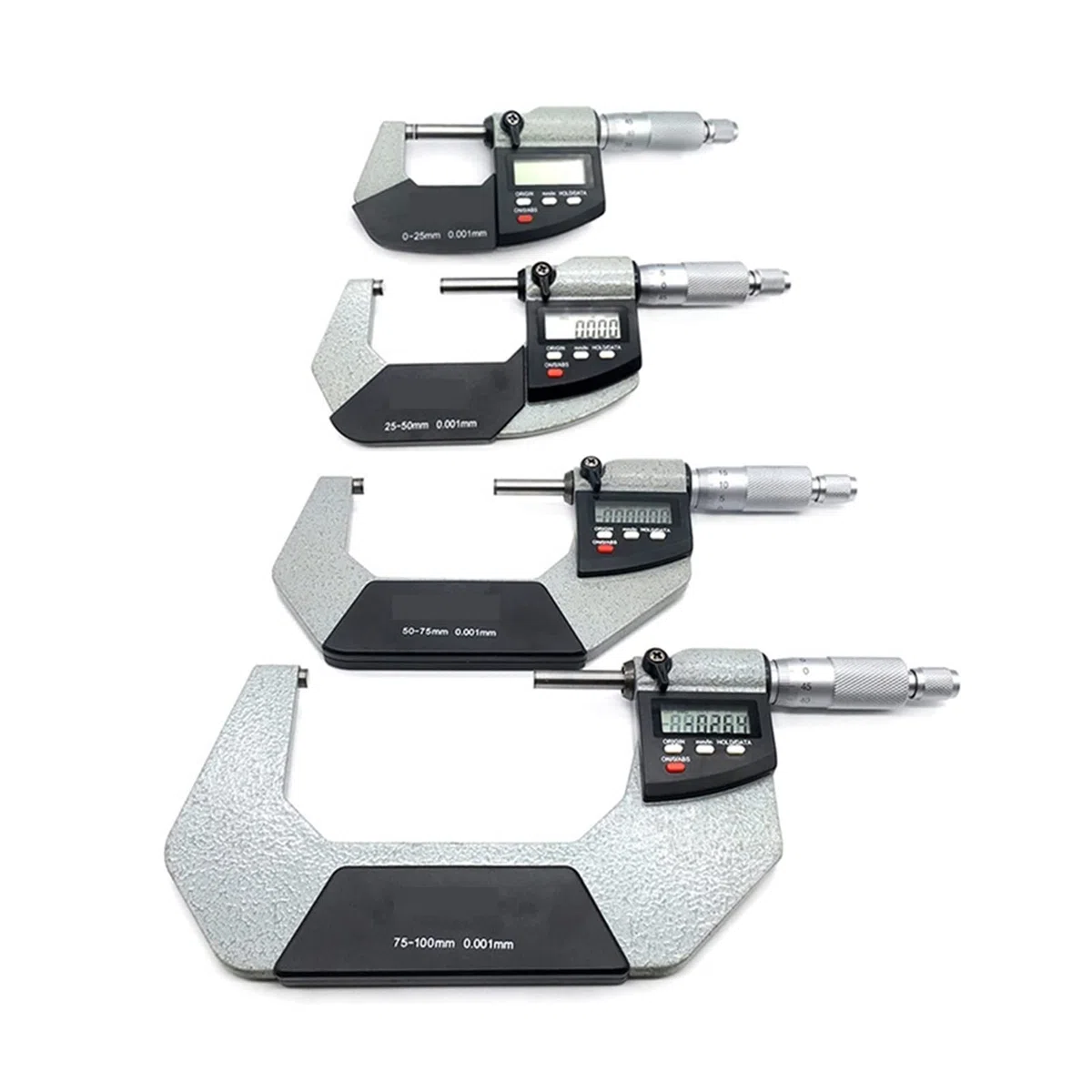 Außenmessschraube, 0-25mm 25-50mm 50-75mm 75-100mm 0,001 mm elektronisches Außendurchmesser digitaler Mikrometermessgerät Micrometer Messwerkzeuge, Messwerkzeug(4pcs set)