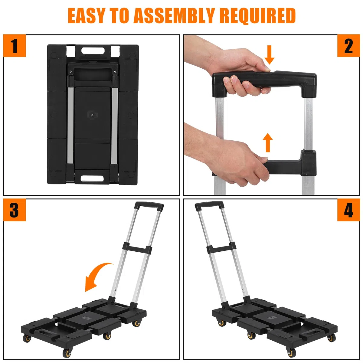 GarveeTech Sackkarre klappbar 100kg Aluminium Transportwagen kompakt | Kunststoff-Basis; Leichtgewicht; Umzug & Reise; Haushalt; Lager; Platzsparend; Räder; Ergonomisch; Stabil; Vielseitig