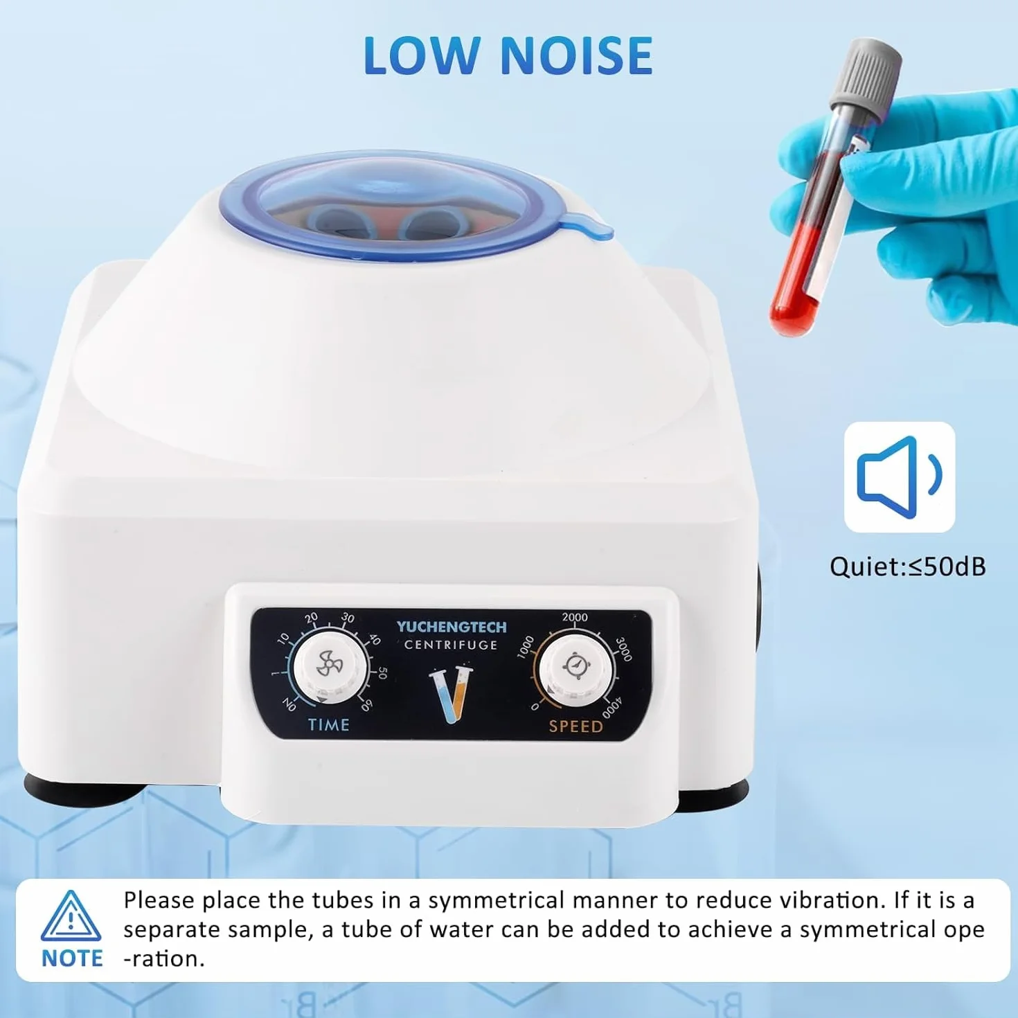 YUCHENGTECH Tischzentrifuge 6X10ml Zentrifuge Labor Zentrifuge 4000 U/min 0-60 min Timing 1685XG für 5/7/10ml Zentrifugenröhrchen