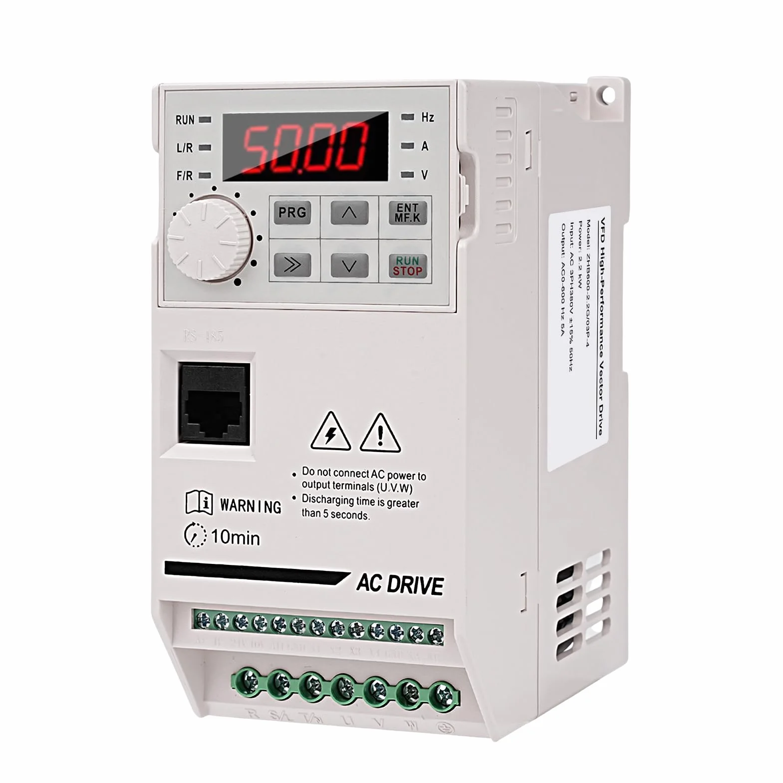 Frequenzumrichter 380V 2.2KW 3 phasen Eingang 3 phasen Ausgangs 380V frequenzumrichter VFD Motor drehzahlregler CNC Antriebsumrichter ZHB600-2.2KW mit 2m Verlängerungskabel